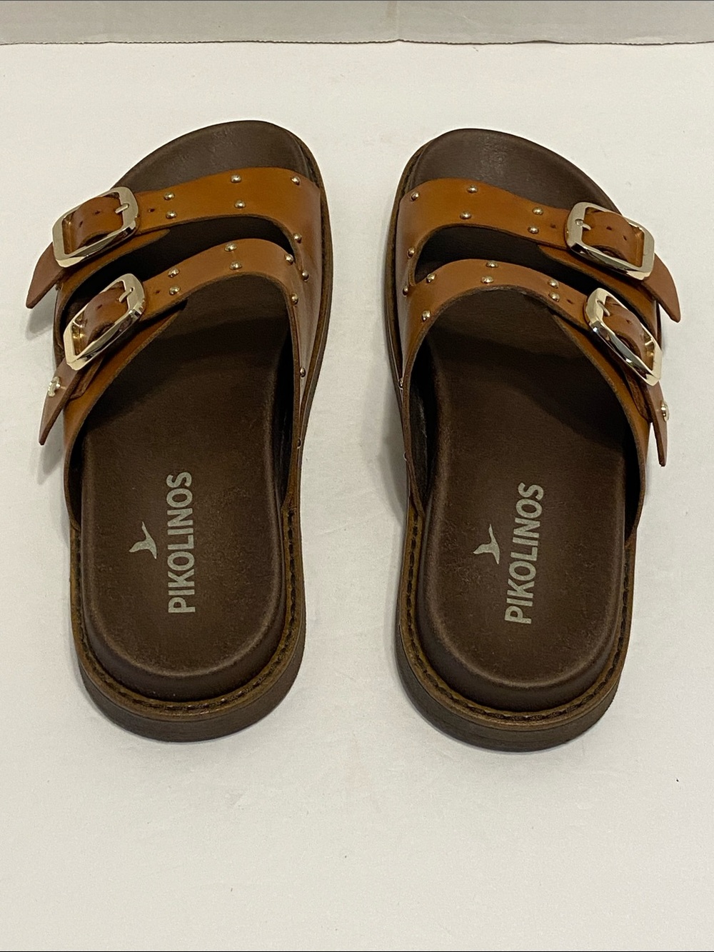 Pikolinos Aitana Brandy leather flat sandals, buckle rivet detail Size 7.5 / 8 - Picture 7 of 13